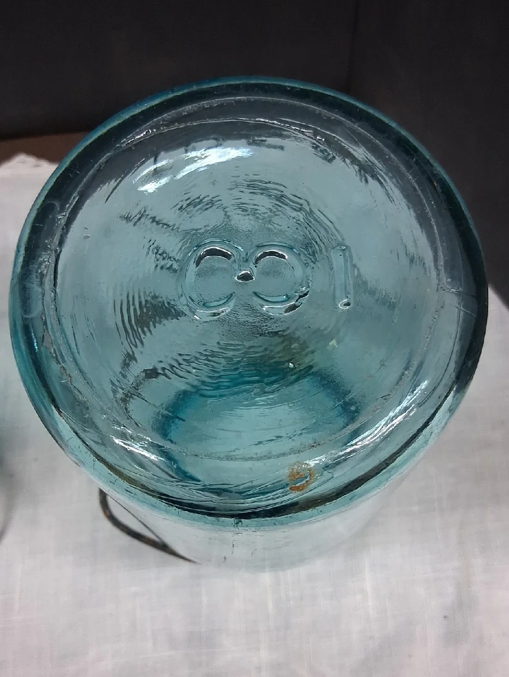 (A)Vintage‎ Ball Ideal aqua blue glass canning jars with wire bail closures(3)